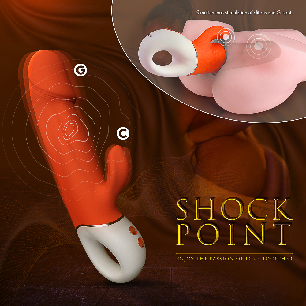 Vibrator Rabbit Blaine, 9 Moduri Vibratii, Silicon, USB, Portocaliu, 22.7 cm, Mokko Toys, Nr. 4, Erotic24.ro