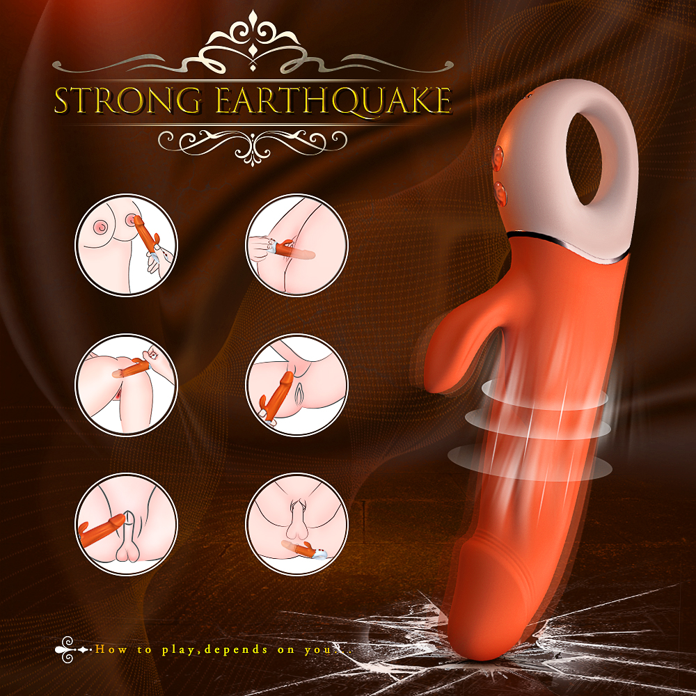 Vibrator Rabbit Blaine, 9 Moduri Vibratii, Silicon, USB, Portocaliu, 22.7 cm, Mokko Toys, Nr. 5, Erotic24.ro