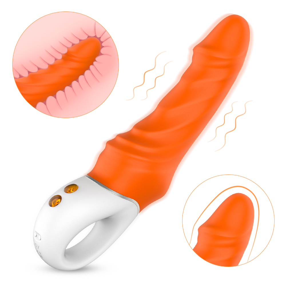 Vibrator Arnold, 9 Moduri Vibratii, Silicon, USB, Portocaliu, 23.1 cm, Mokko Toys, #2, Erotic24.ro