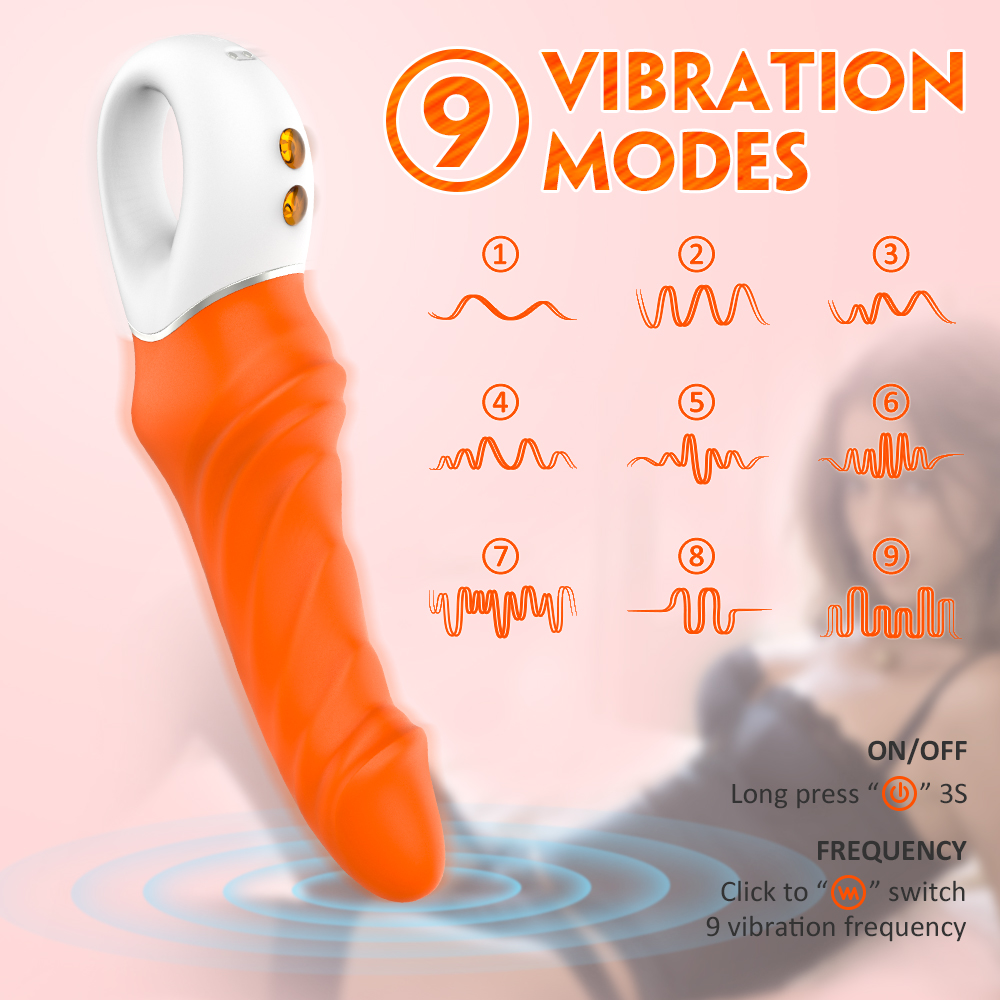 Vibrator Arnold, 9 Moduri Vibratii, Silicon, USB, Portocaliu, 23.1 cm, Mokko Toys, #7, Erotic24.ro
