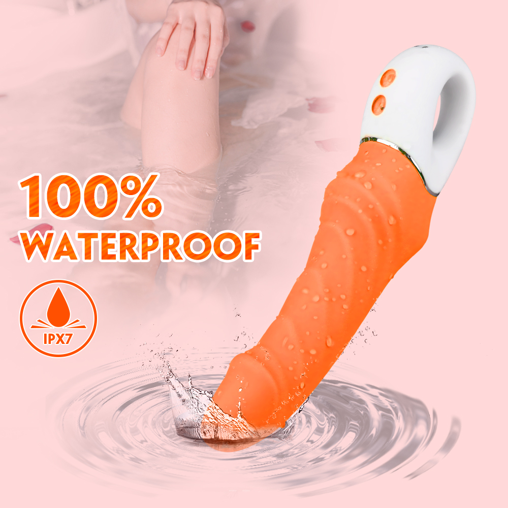 Vibrator Arnold, 9 Moduri Vibratii, Silicon, USB, Portocaliu, 23.1 cm, Mokko Toys, #9, Erotic24.ro