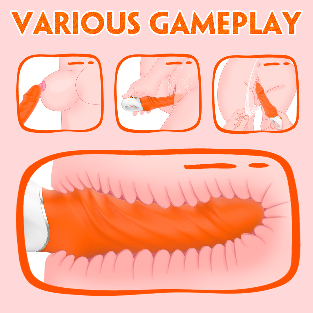 Vibrator Arnold, 9 Moduri Vibratii, Silicon, USB, Portocaliu, 23.1 cm, Mokko Toys, #3, Erotic24.ro