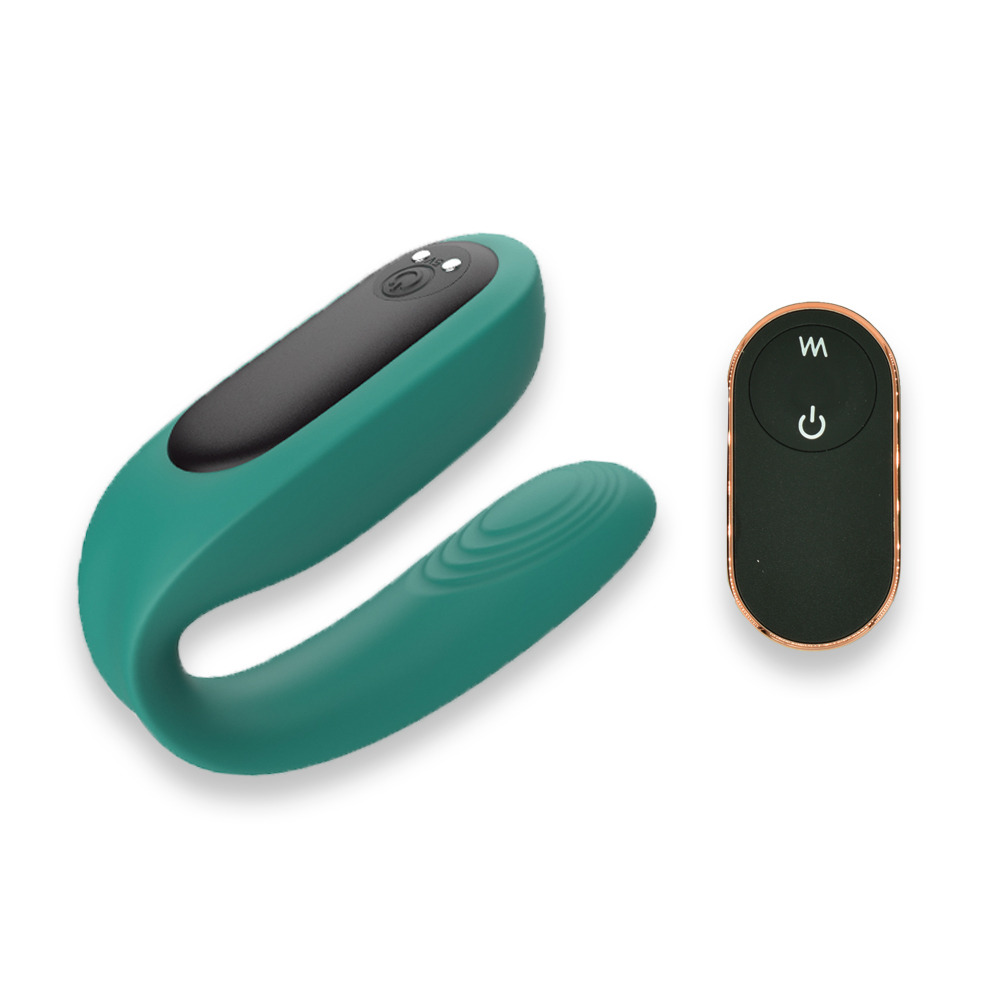 Vibrator Cuplu Ruben, Remote Control, 9 Moduri Vibratii, Silicon, USB, Verde, Mokko Toys, Nr. 2, Erotic24.ro