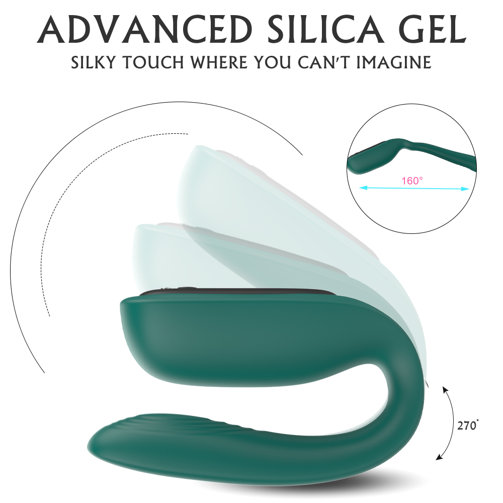 Vibrator Cuplu Ruben, Remote Control, 9 Moduri Vibratii, Silicon, USB, Verde, Mokko Toys, Nr. 3, Erotic24.ro