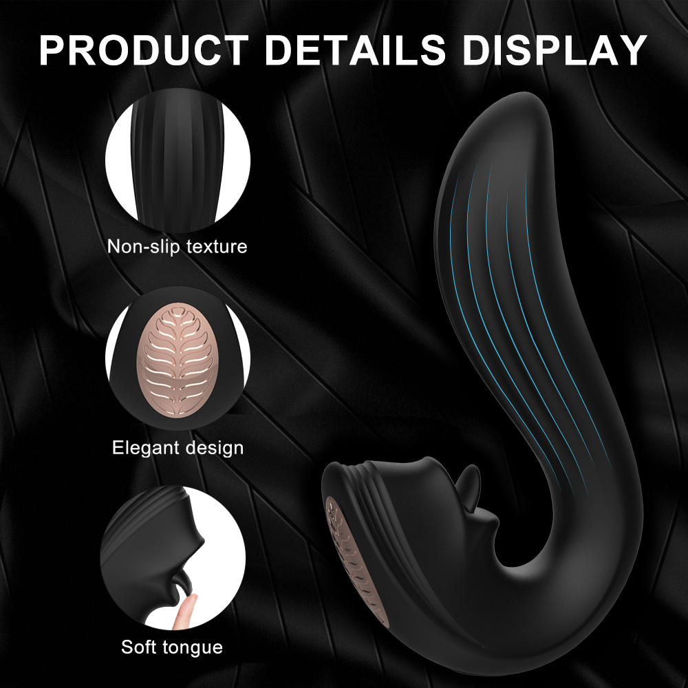 Stimulator Julissa 9 Moduri Vibratii+9 Moduri Miscari "Limba" Silicon USB Negru Passion Labs, #5, Erotic24.ro