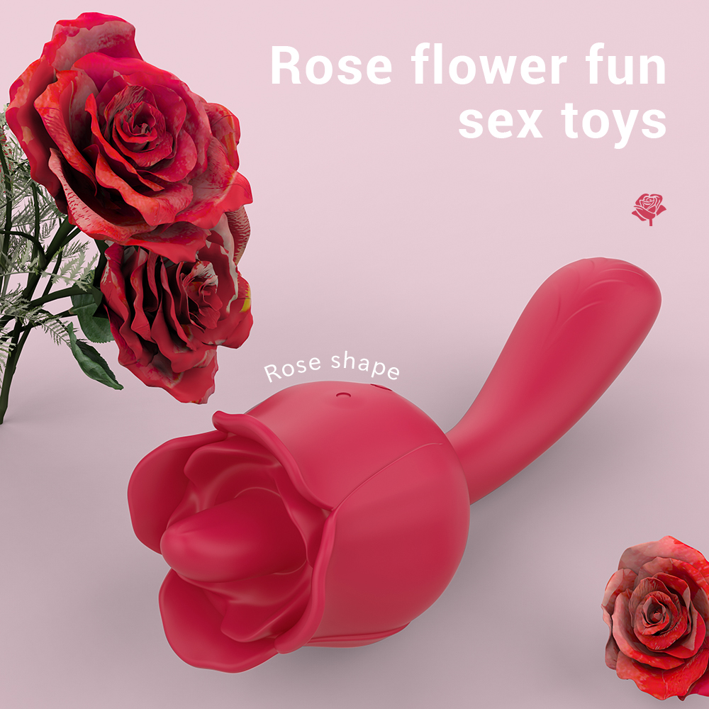 Vibrator Dublu Bendable Rose Flavor 9 Moduri Vibratii+9 Moduri Licking Silicon USB Rosu Passion Labs, #6, Erotic24.ro