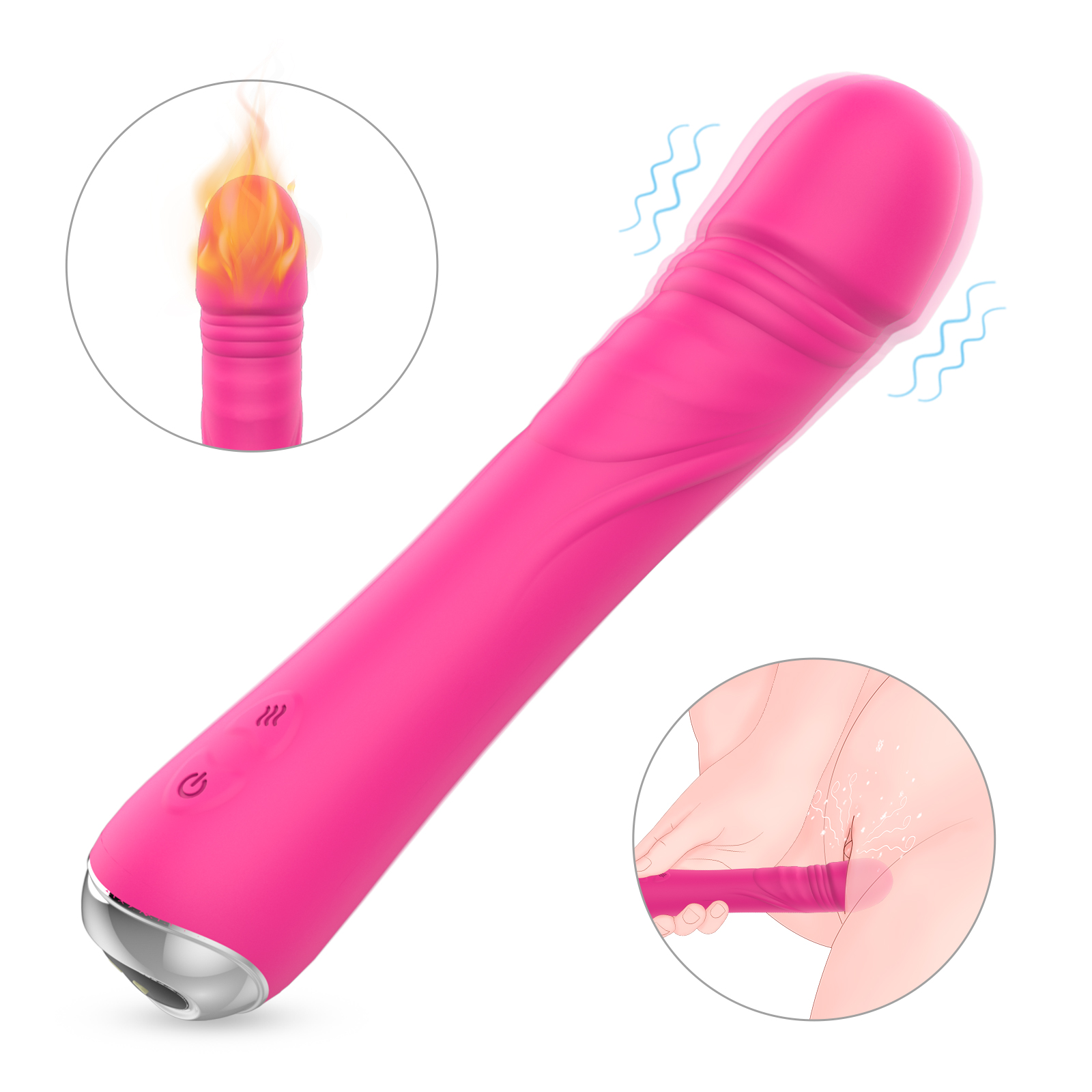 Vibrator Realist Brooks 9 Moduri Vibratii+Incalzire Silicon USB Roz Mokko Toys, #1, Erotic24.ro