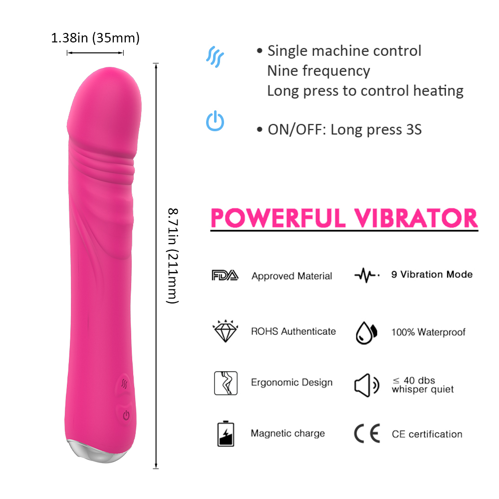 Vibrator Realist Brooks 9 Moduri Vibratii+Incalzire Silicon USB Roz Mokko Toys, #6, Erotic24.ro