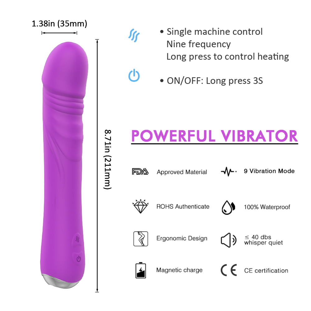 Vibrator Realist Brooks 9 Moduri Vibratii+Incalzire Silicon USB Mov Mokko Toys, Nr. 6, Erotic24.ro