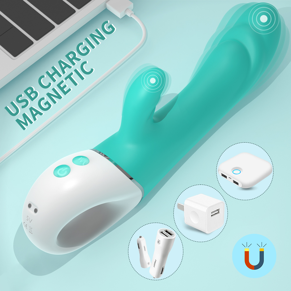 Vibrator Allen 9 Moduri Vibratii Silicon USB Turcoaz 23 cm Mokko Toys, #8, Erotic24.ro