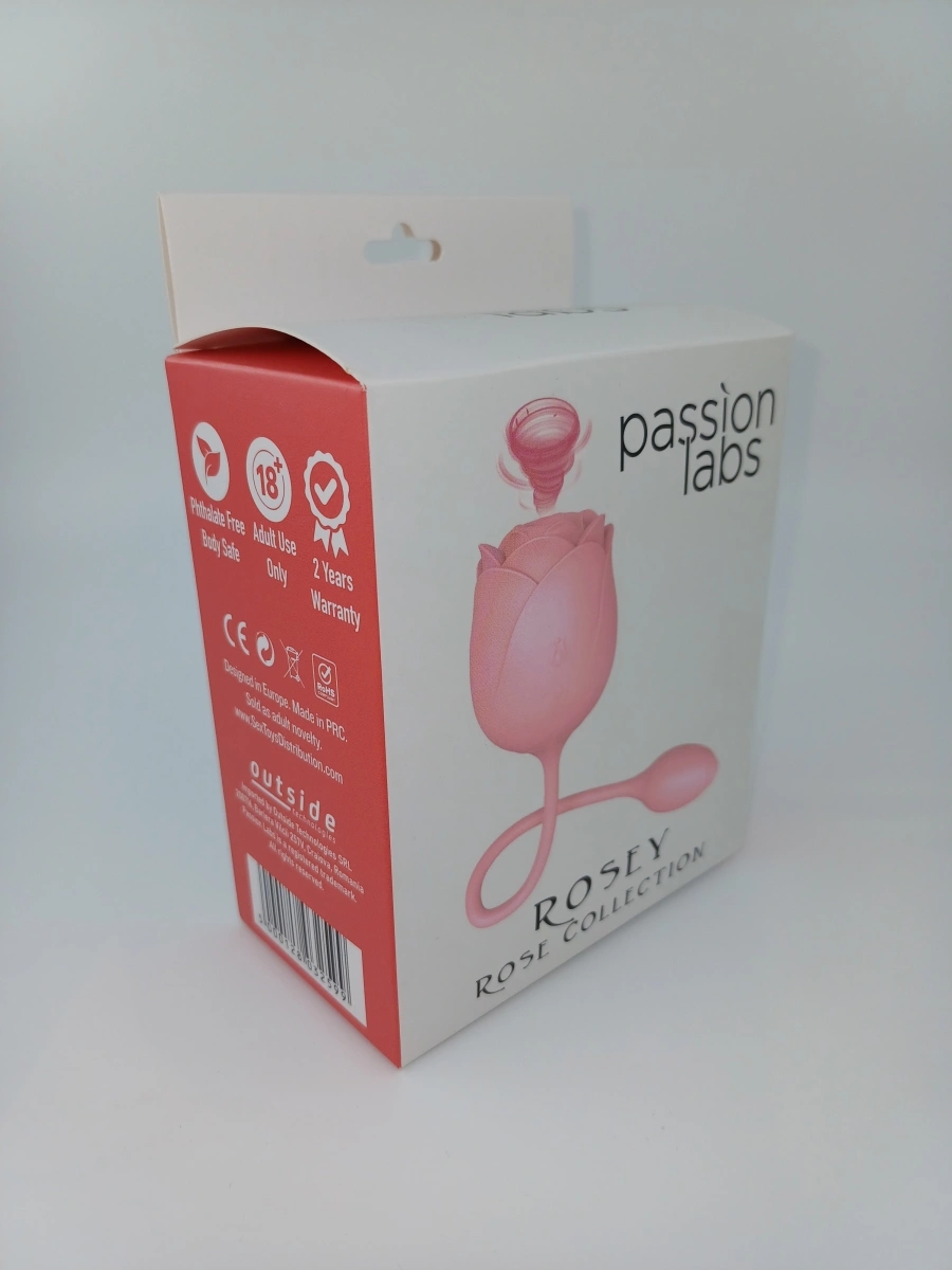 Stimulator Dublu Rosey, 9 Moduri Vibratii+9 Moduri Suctiune, Silicon, USB, Roz, Passion Labs, #8, Erotic24.ro