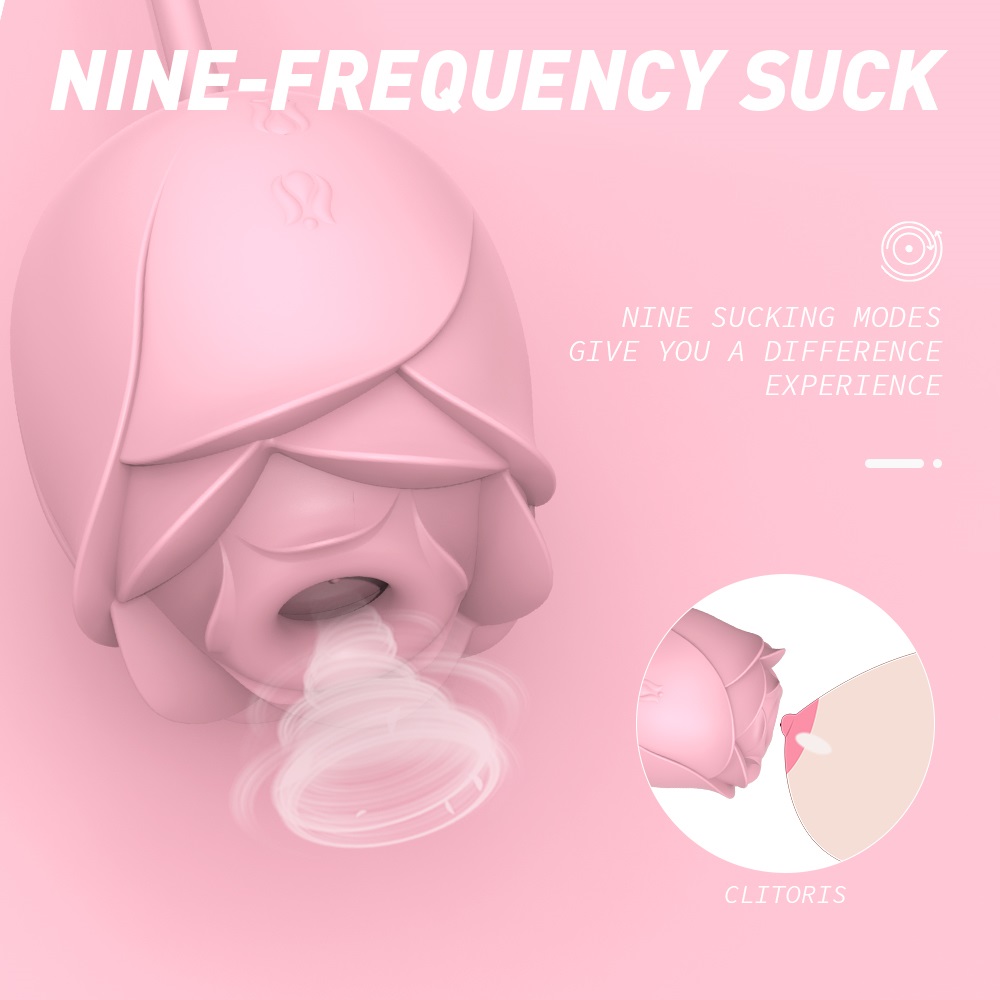 Stimulator Dublu Rosey, 9 Moduri Vibratii+9 Moduri Suctiune, Silicon, USB, Roz, Passion Labs, #5, Erotic24.ro