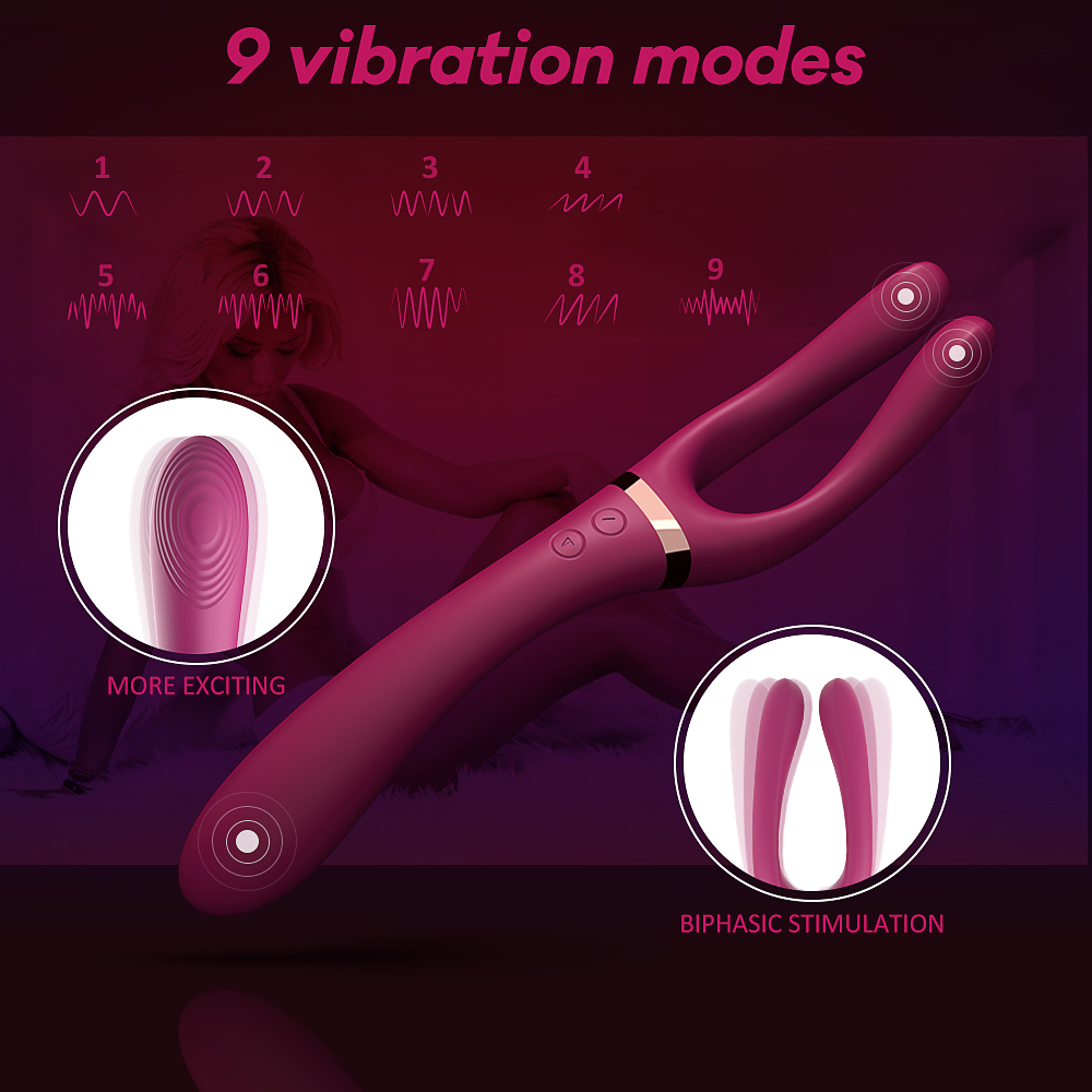Stimulator Multifunctional Queen, 9 Moduri Vibratii, Silicon, USB, Rosu , Nr. 7, Erotic24.ro