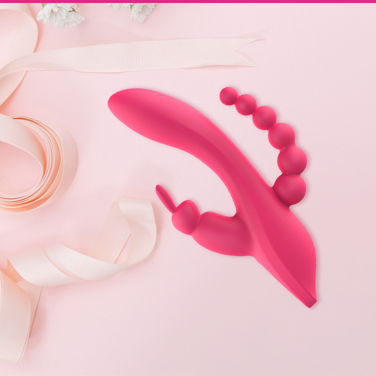 Vibrator Triplu Mikaela, 10 Moduri Vibratii, Silicon, USB, Roz, 20.7 cm, Mokko Toys, #4, Erotic24.ro