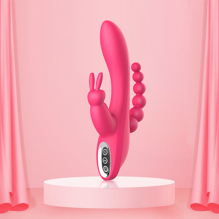 Vibrator Triplu Mikaela, 10 Moduri Vibratii, Silicon, USB, Roz, 20.7 cm, Mokko Toys, #5, Erotic24.ro