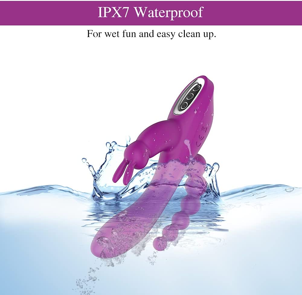 Vibrator Triplu Mikaela, 10 Moduri Vibratii, Silicon, USB, Mov, 20.7 cm, Mokko Toys, #4, Erotic24.ro