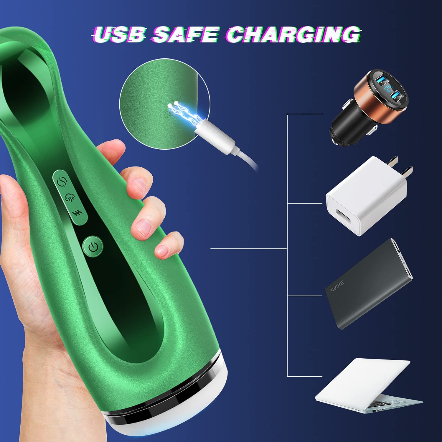 Masturbator Pro 6 Moduri Vibratii 3 Moduri Suctiune 1 Mod CLIMX USB Verde 25 cm Guilty Toys, #7, Erotic24.ro