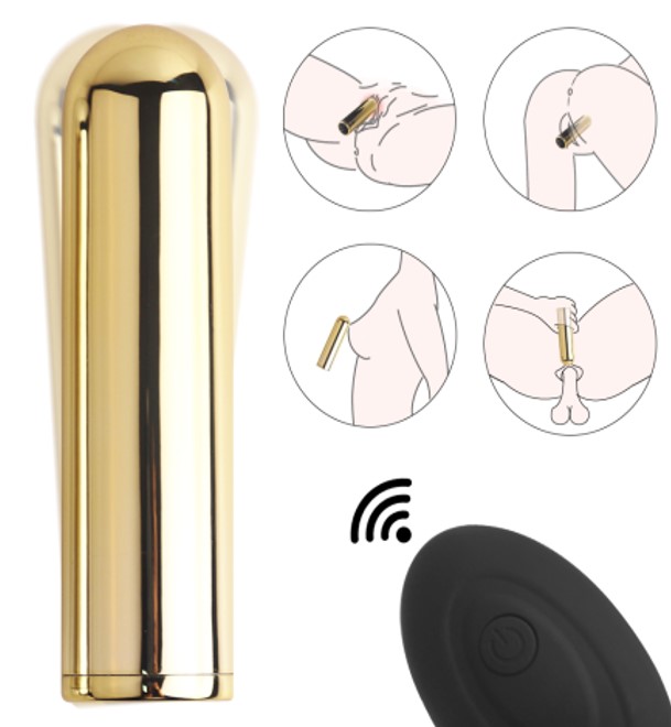 Glont Vibrator Shine, 10 Moduri Vibratii, Remote Control, Auriu, 7.2 cm, Passion Labs, #3, Erotic24.ro