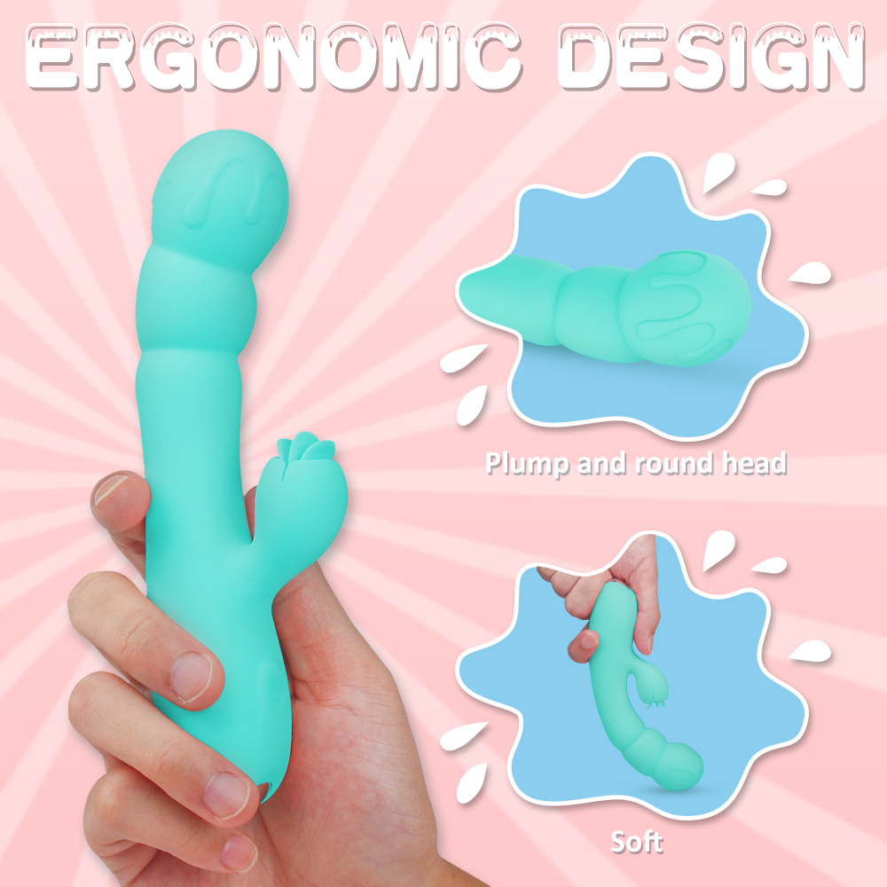 Vibrator Rabbit Creamy 9 Moduri Vibratii Silicon USB 16.8 cm Turcoaz Guilty Toys, Nr. 4, Erotic24.ro