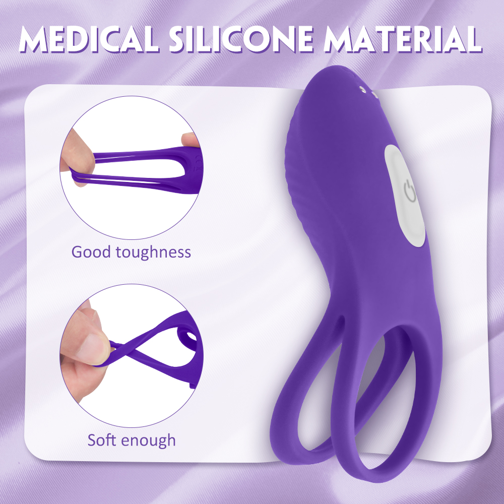 Inel de Penis Racky 9 Moduri Vibratii Silicon USB Mov , #6, Erotic24.ro