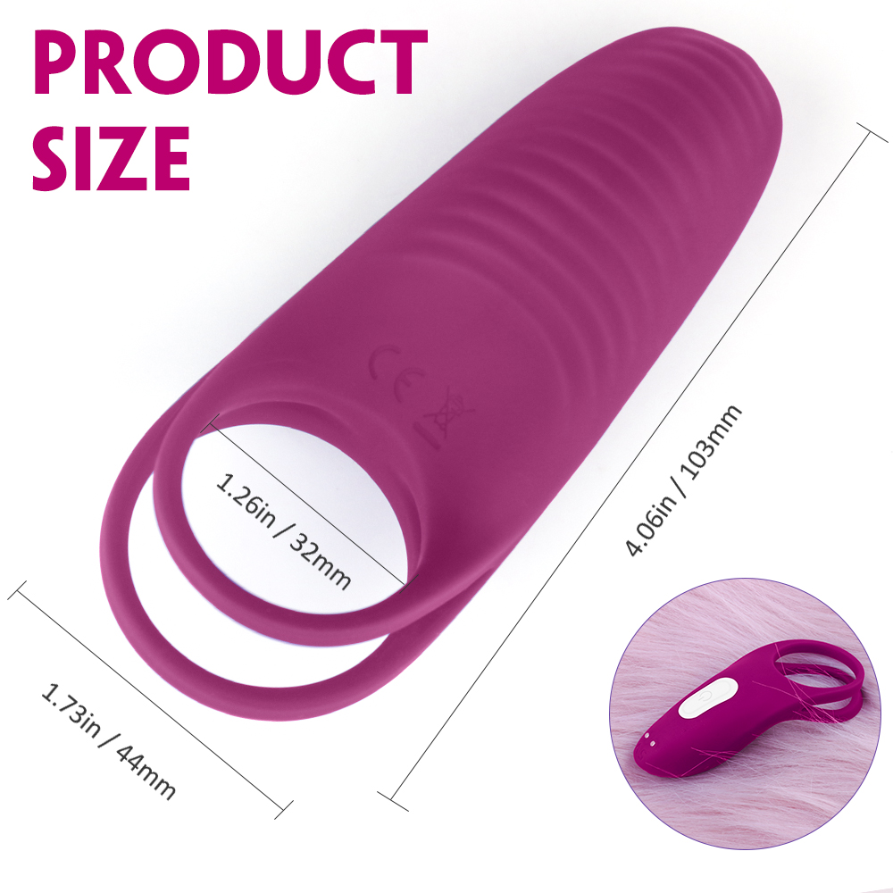 Inel de Penis Racky 9 Moduri Vibratii Silicon USB Rosu , Nr. 5, Erotic24.ro