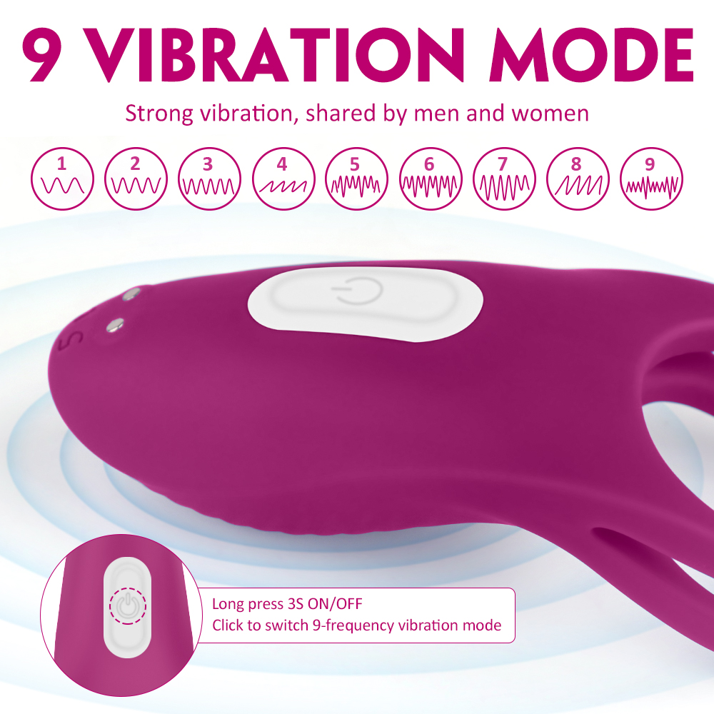 Inel de Penis Racky 9 Moduri Vibratii Silicon USB Rosu , Nr. 7, Erotic24.ro