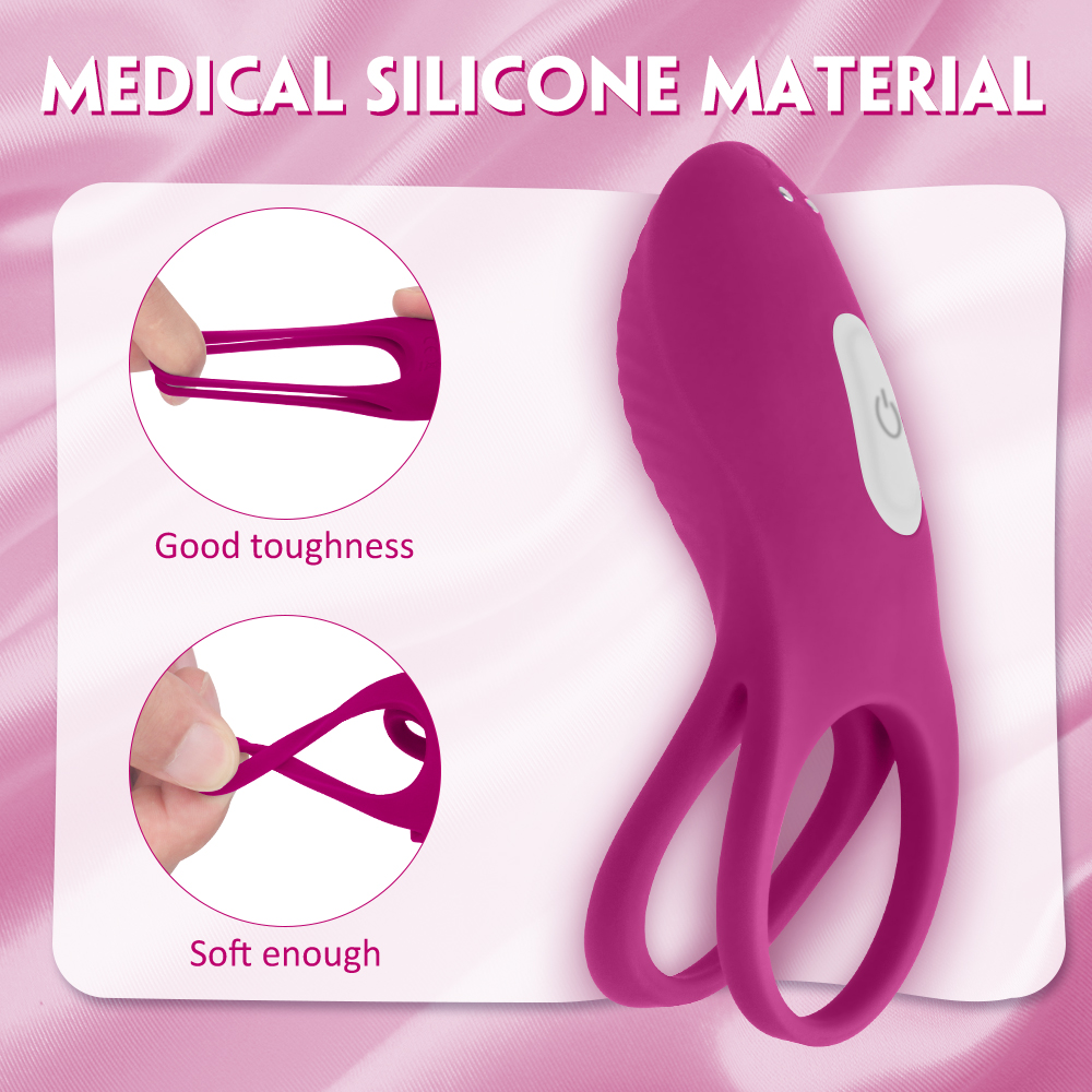 Inel de Penis Racky 9 Moduri Vibratii Silicon USB Rosu , Nr. 8, Erotic24.ro