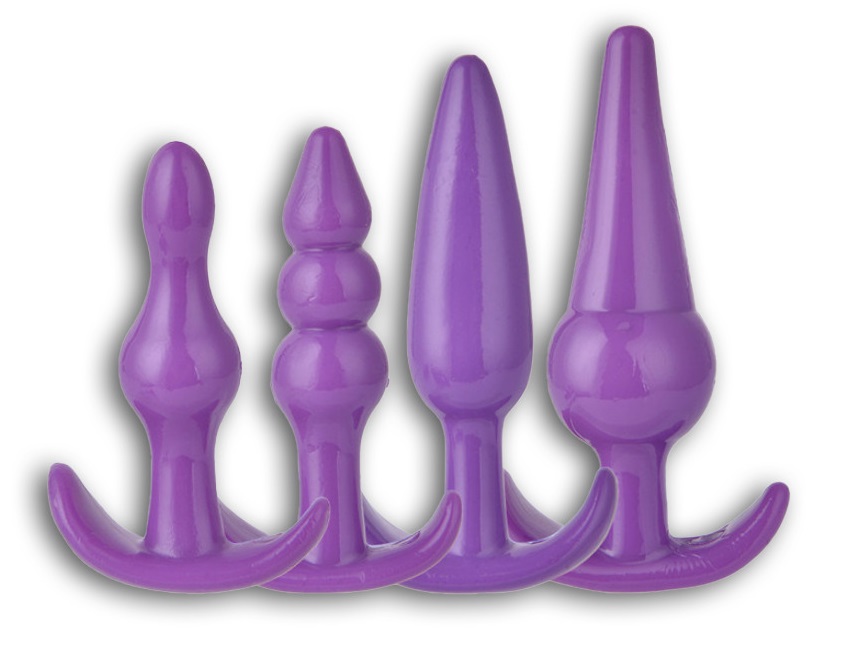 Set 4 Dopuri Anale Training Kit PVC Mov Mokko Toys, #1, Erotic24.ro