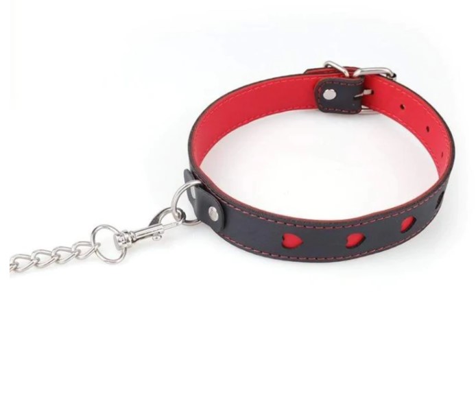 Set Red Hearts Lesa si Zgarda Negru/Rosu Mokko Toys, #3, Erotic24.ro