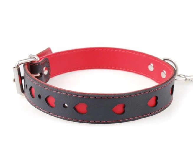 Set Red Hearts Lesa si Zgarda Negru/Rosu Mokko Toys, #2, Erotic24.ro