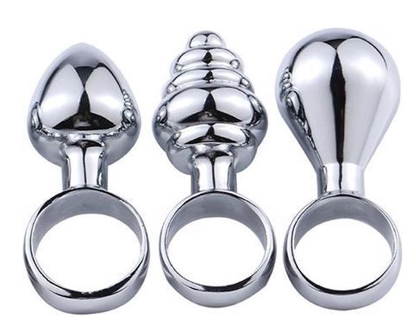 Set Starter 3 Mini Dopuri Anale Metalice cu Inel , #1, Erotic24.ro