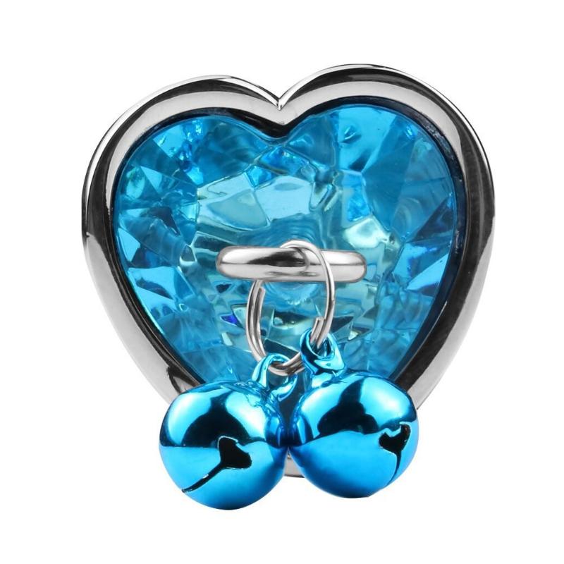 Dop Anal Small Heart Shape cu Clopotei Ring My Bells, Metal, Argintiu/Albastru, 7 cm, Passion Labs, #3, Erotic24.ro