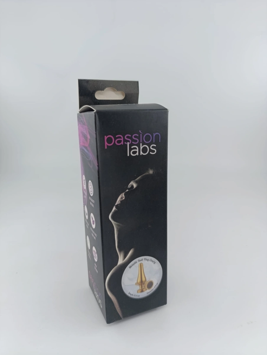 Dop Anal Emery Large Metalic Auriu Cristal Negru Passion Labs, Nr. 4, Erotic24.ro