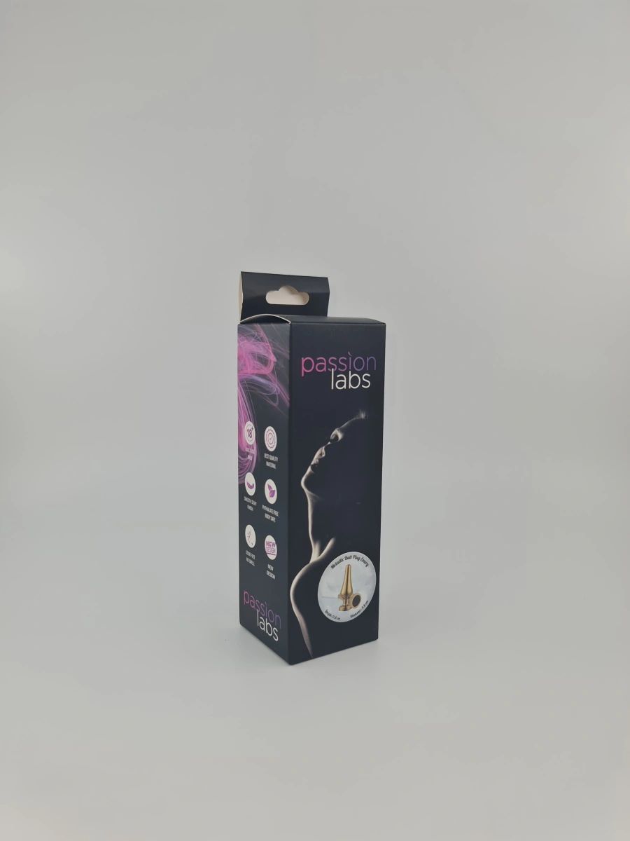 Dop Anal Emery Medium Metalic Auriu Cristal Negru Passion Labs, Nr. 4, Erotic24.ro