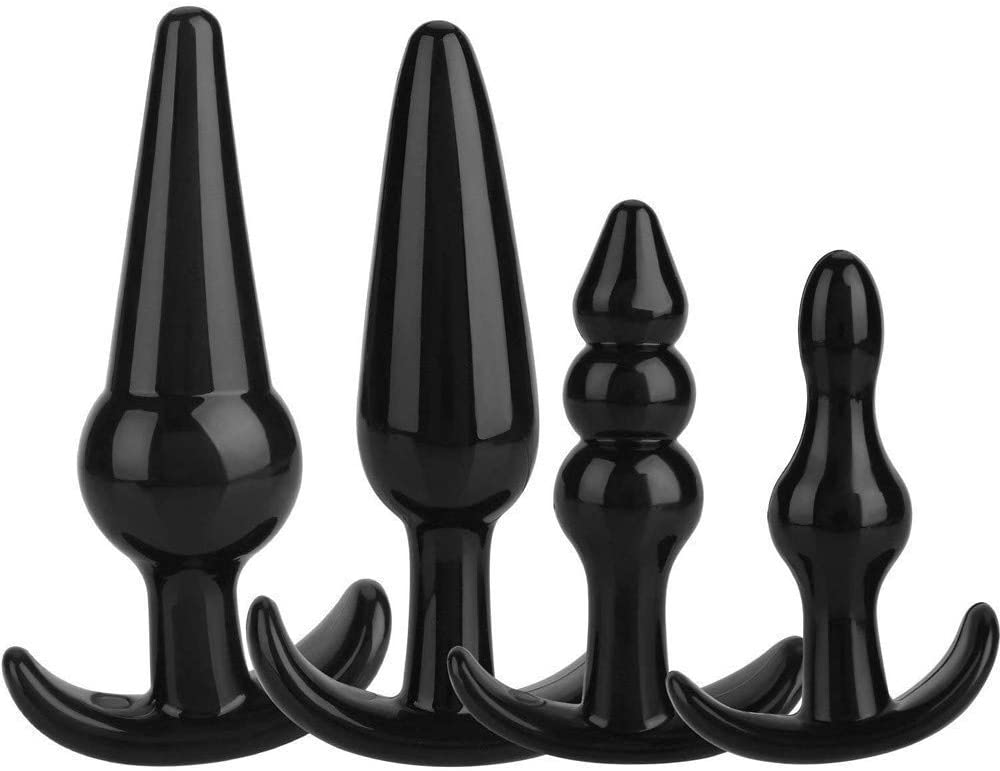 Set 4 Dopuri Anale Training Kit PVC Negru Mokko Toys, #1, Erotic24.ro