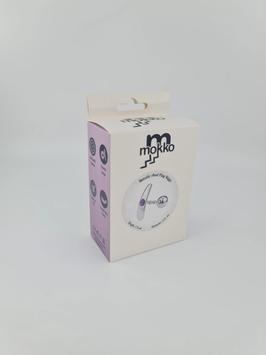 Dop Anal Metalic Riggs Medium Flexibil Cristal Mov Mokko Toys, #5, Erotic24.ro