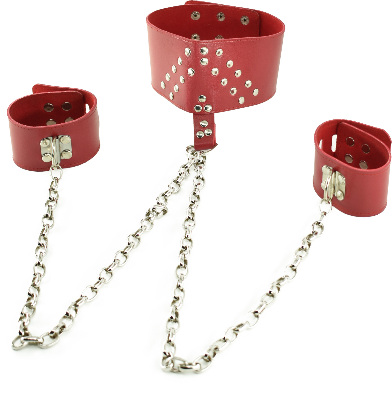 Set Zgarda si Catuse Rosii din Piele Ecologica, Nr. 1, Erotic24.ro