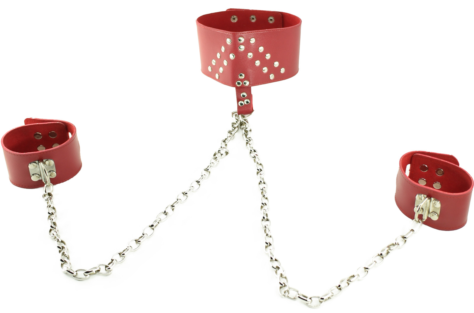 Set Zgarda si Catuse Rosii din Piele Ecologica, Nr. 2, Erotic24.ro