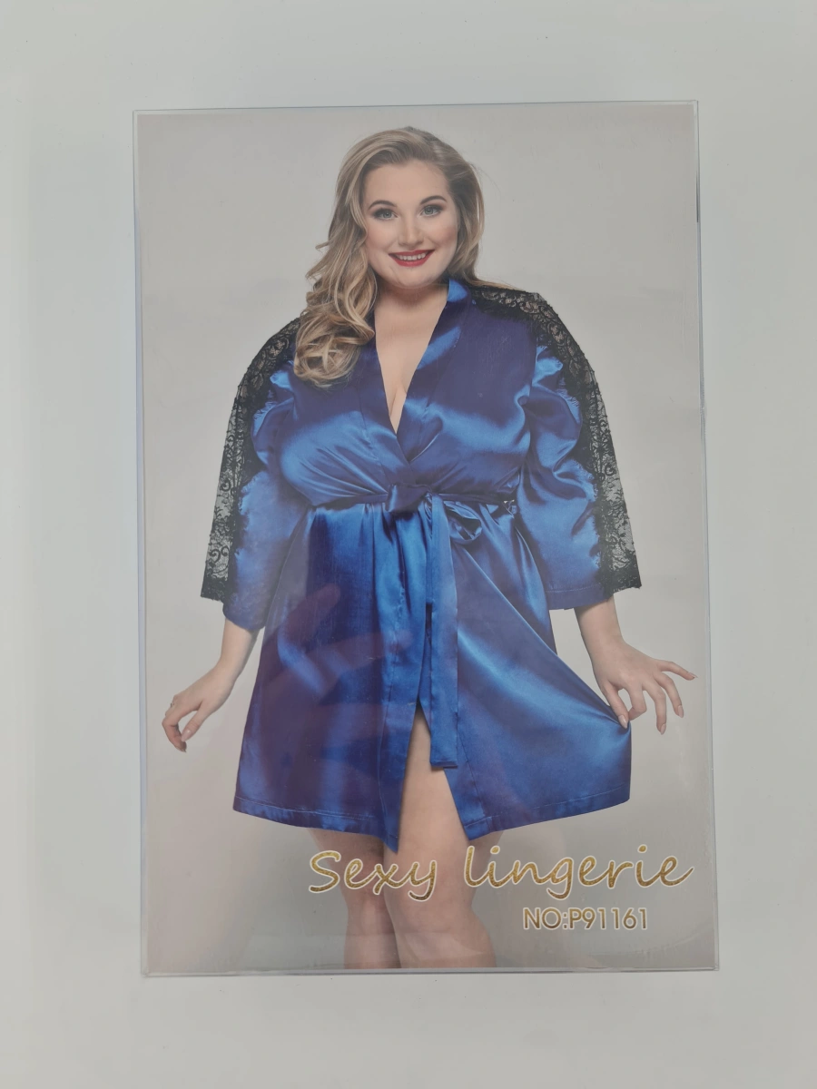 Halat din Satin Albastru Regal si Bikini XL/XXL, #3, Erotic24.ro