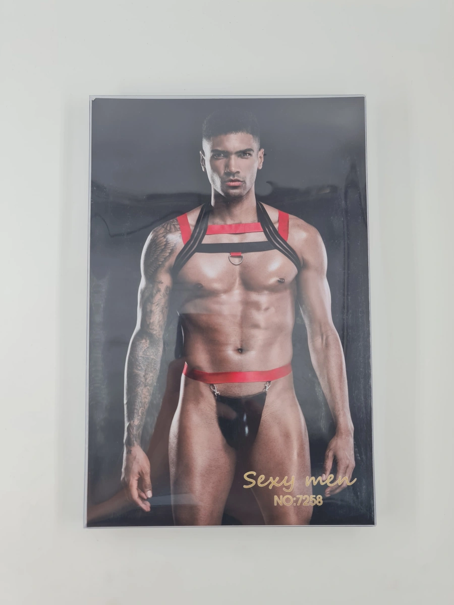 Set Lenjerie Barbati Top+Bikini Negru/Rosu OS, #4, Erotic24.ro