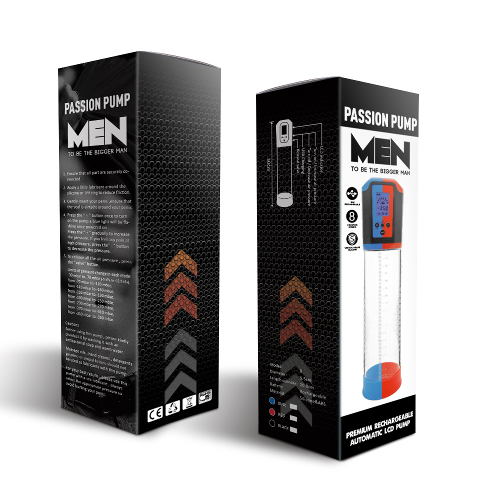 Pompa de Penis Electrica Ecran LCD 8 Intensitati Suctiune Reincarcare USB Albastru, #6, Erotic24.ro