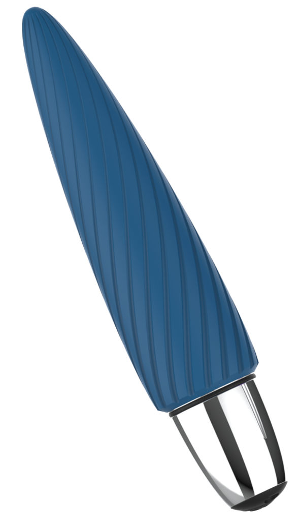 Vibrator Spinn 10 Moduri Vibratii Silicon USB Albastru/Argintiu 12 cm Passion Labs, Nr. 2, Erotic24.ro