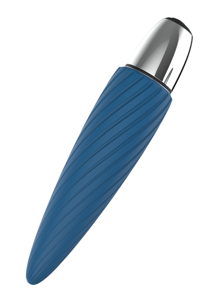 Vibrator Spinn 10 Moduri Vibratii Silicon USB Albastru/Argintiu 12 cm Passion Labs, Nr. 3, Erotic24.ro