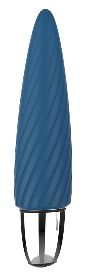 Vibrator Spinn 10 Moduri Vibratii Silicon USB Albastru/Argintiu 12 cm Passion Labs, Nr. 1, Erotic24.ro