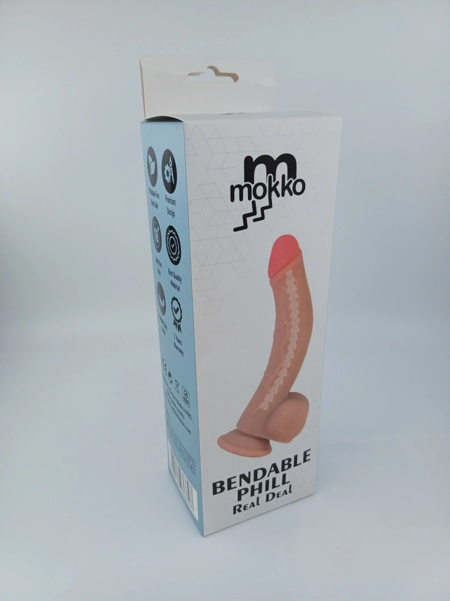 Dildo Realist Bendable Phill, Silicon Lichid, Natural, 20.5 cm, Mokko Toys, #3, Erotic24.ro