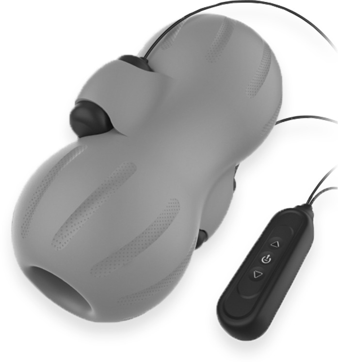 Masturbator Space cu 2 Oua Vibratoare 9 Moduri Vibratii+3 Intensitati Viteza Soft Silicon Gri 11.1 cm Guilty Toys, #1, Erotic24.ro