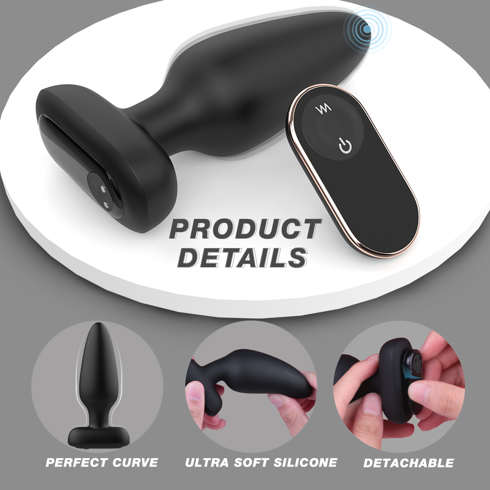 Dop Anal Zurel Remote Control 9 Moduri Vibratii Silicon USB Negru 12.2 cm Guilty Toys, #6, Erotic24.ro