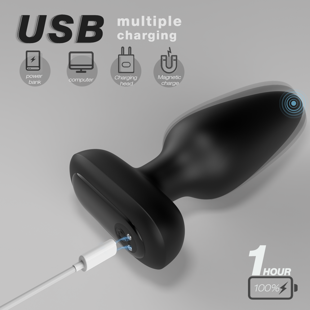 Dop Anal Zurel Remote Control 9 Moduri Vibratii Silicon USB Negru 12.2 cm Guilty Toys, #5, Erotic24.ro