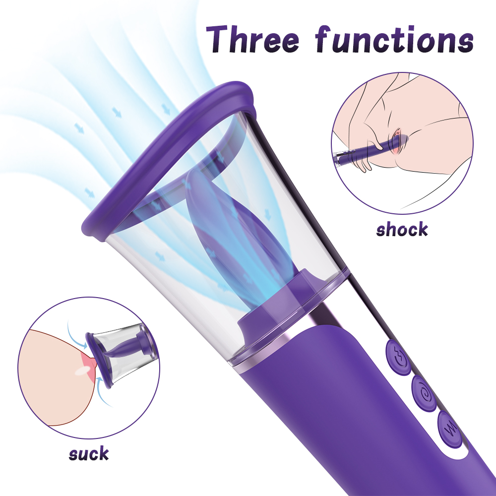 Stimulator Zeny Tripla Putere Pompa-Vibrator Clitoris-Vibrator Vaginal USB Silicon Mov 26.7 cm, Nr. 3, Erotic24.ro