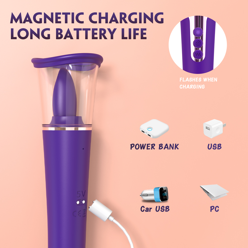 Stimulator Zeny Tripla Putere Pompa-Vibrator Clitoris-Vibrator Vaginal USB Silicon Mov 26.7 cm, Nr. 6, Erotic24.ro